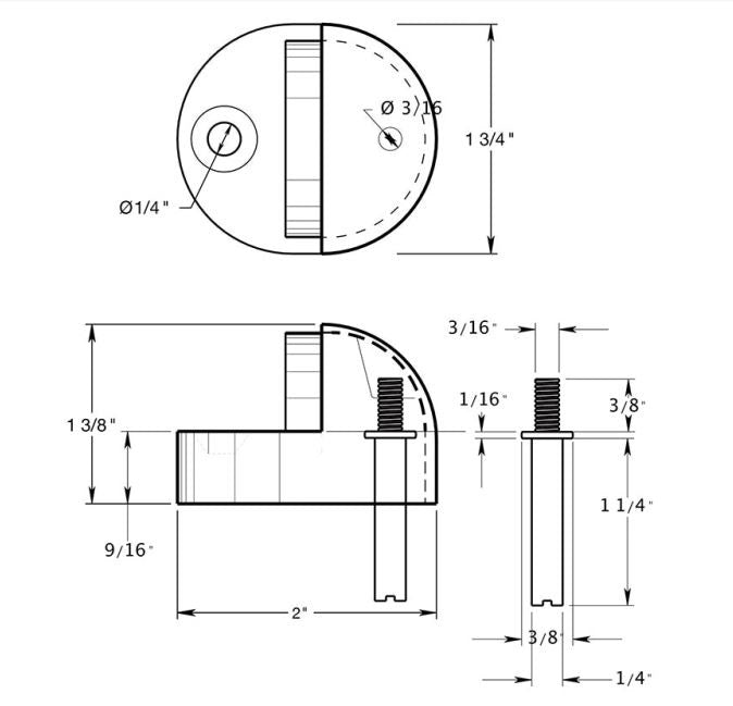Deltana DSHP916U10B High Profile Dome Door Stop, Oil Rubbed Bronze