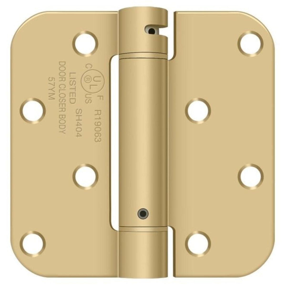 Deltana DSH4R54BM Radius Spring Hinge Benchmark, Satin Brass, 4" x 4"