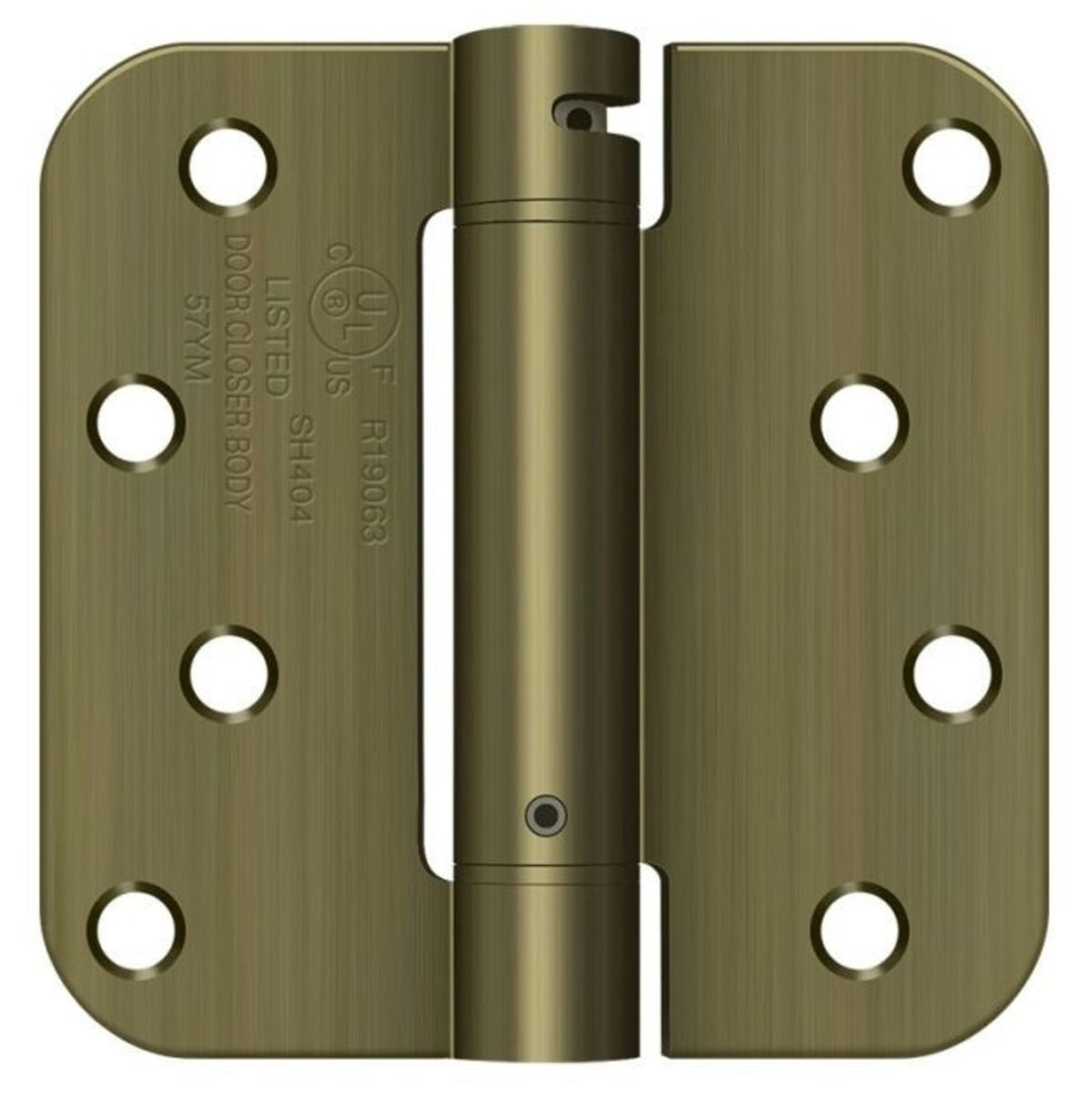 Deltana DSH4R55 Radius Spring Hinge, Antique Brass, 4" x 4"