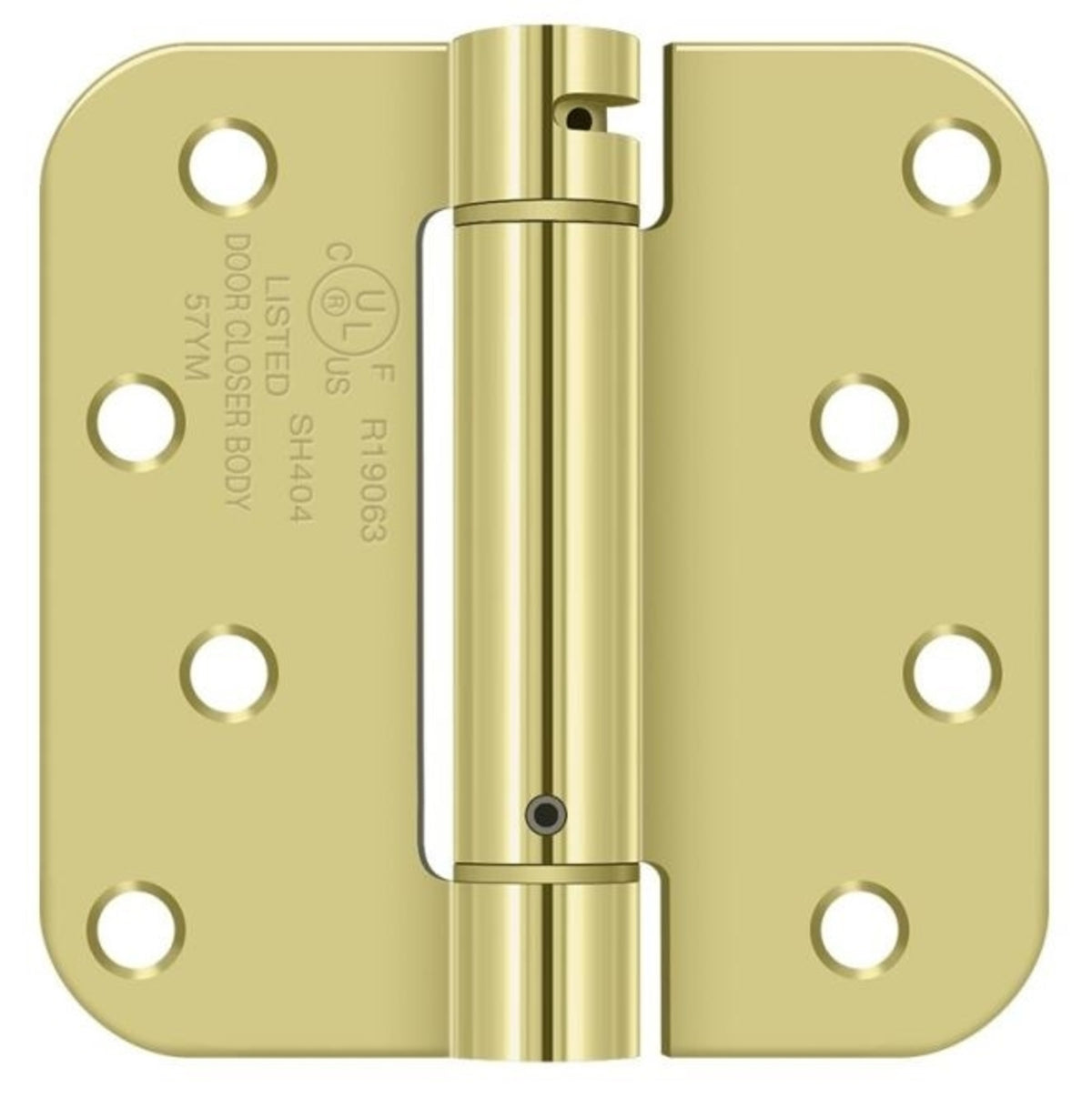 Deltana DSH4R53 Radius Spring Hinge, Bright Brass, 4" x 4"