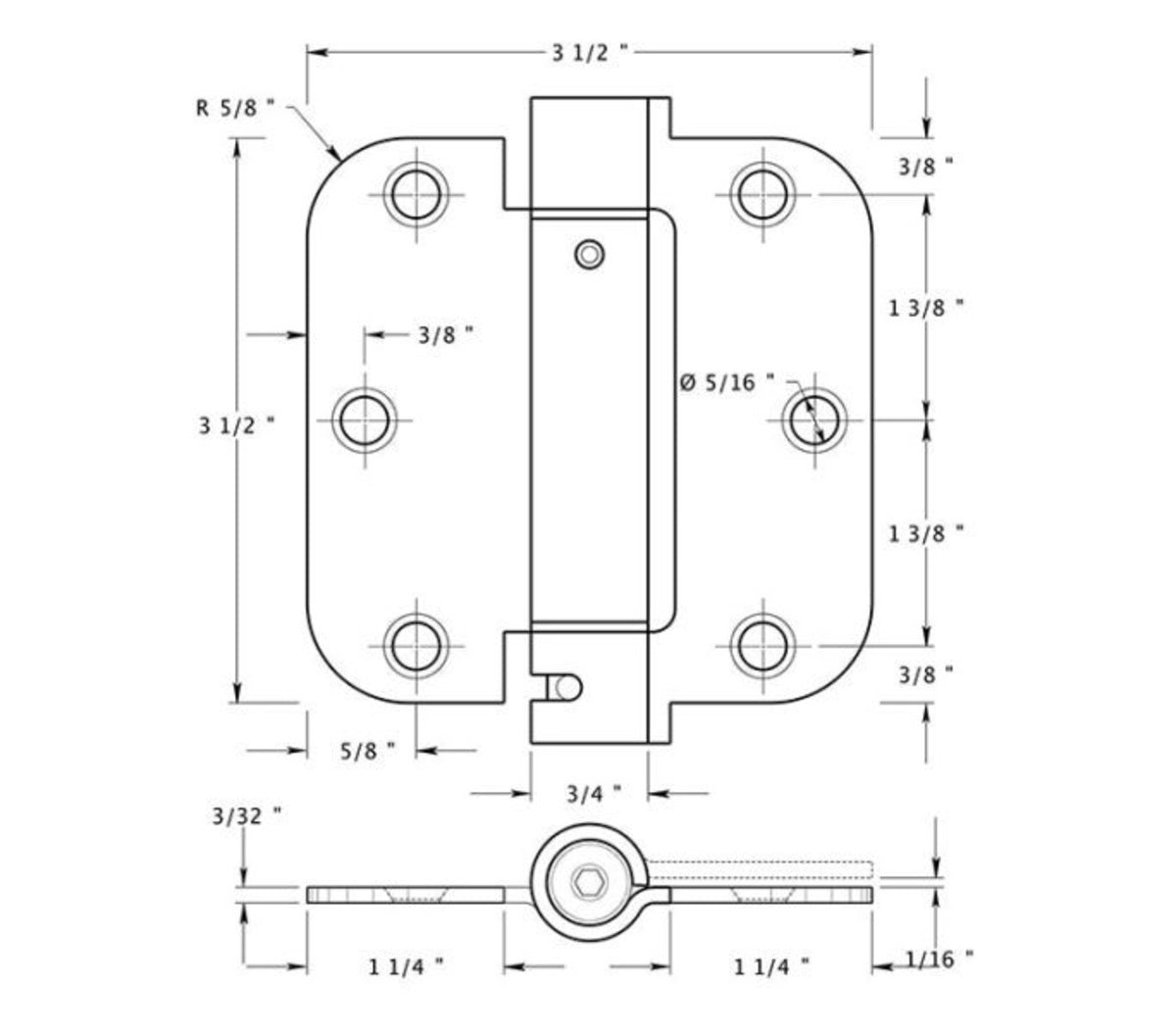 Deltana DSH35R55 Spring Hinge, Antique Brass, 3-1/2" x 3-1/2" x 5/8"