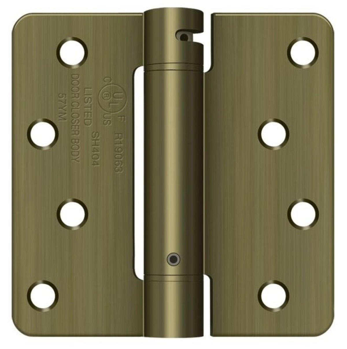 Deltana DSH4R45 Spring Hinge, Antique Brass, 4" x 4" x 1/4"