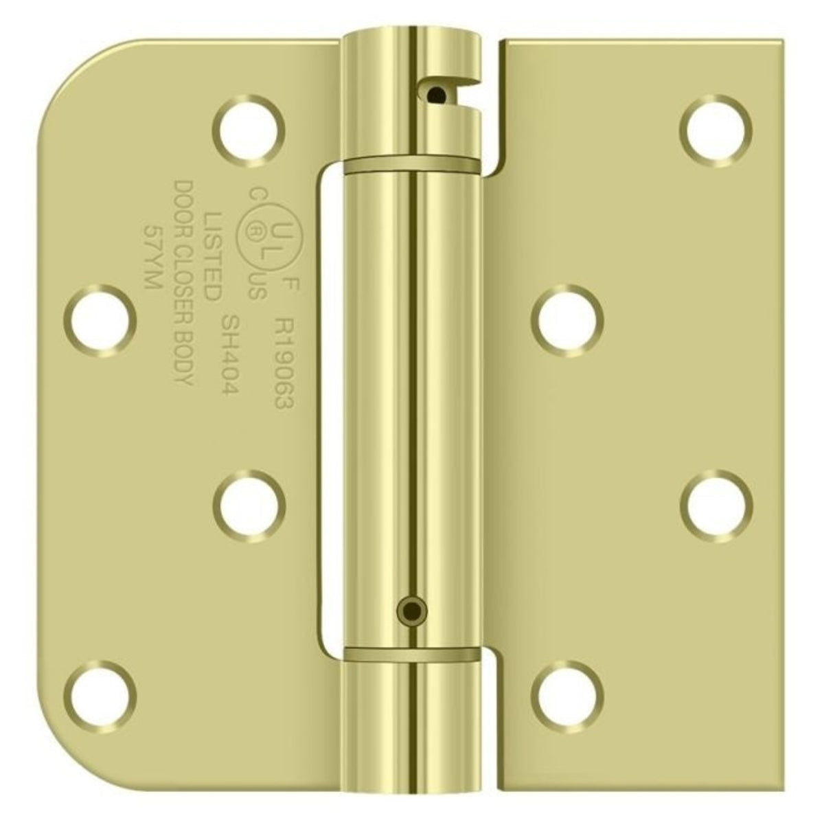 Deltana DSH4R5TT2D Radius Square Spring Hinge, Zinc Dichromate Plated, 4" x 4"