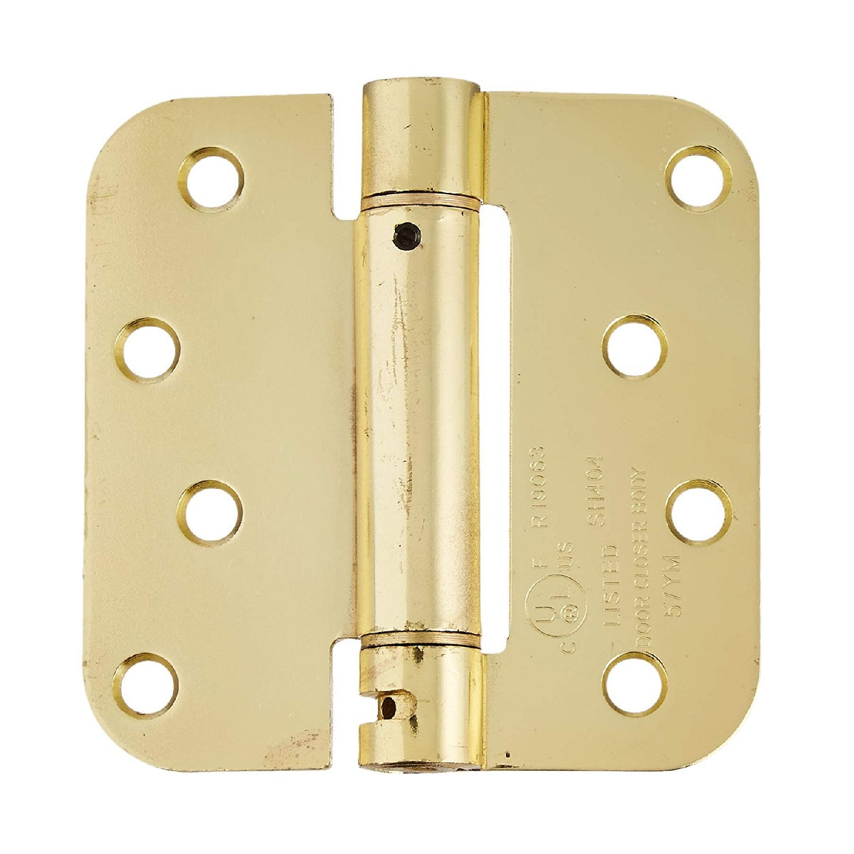 Deltana DSH4R53/4 Radius Spring Hinge, Bright Brass, 4" x 4"