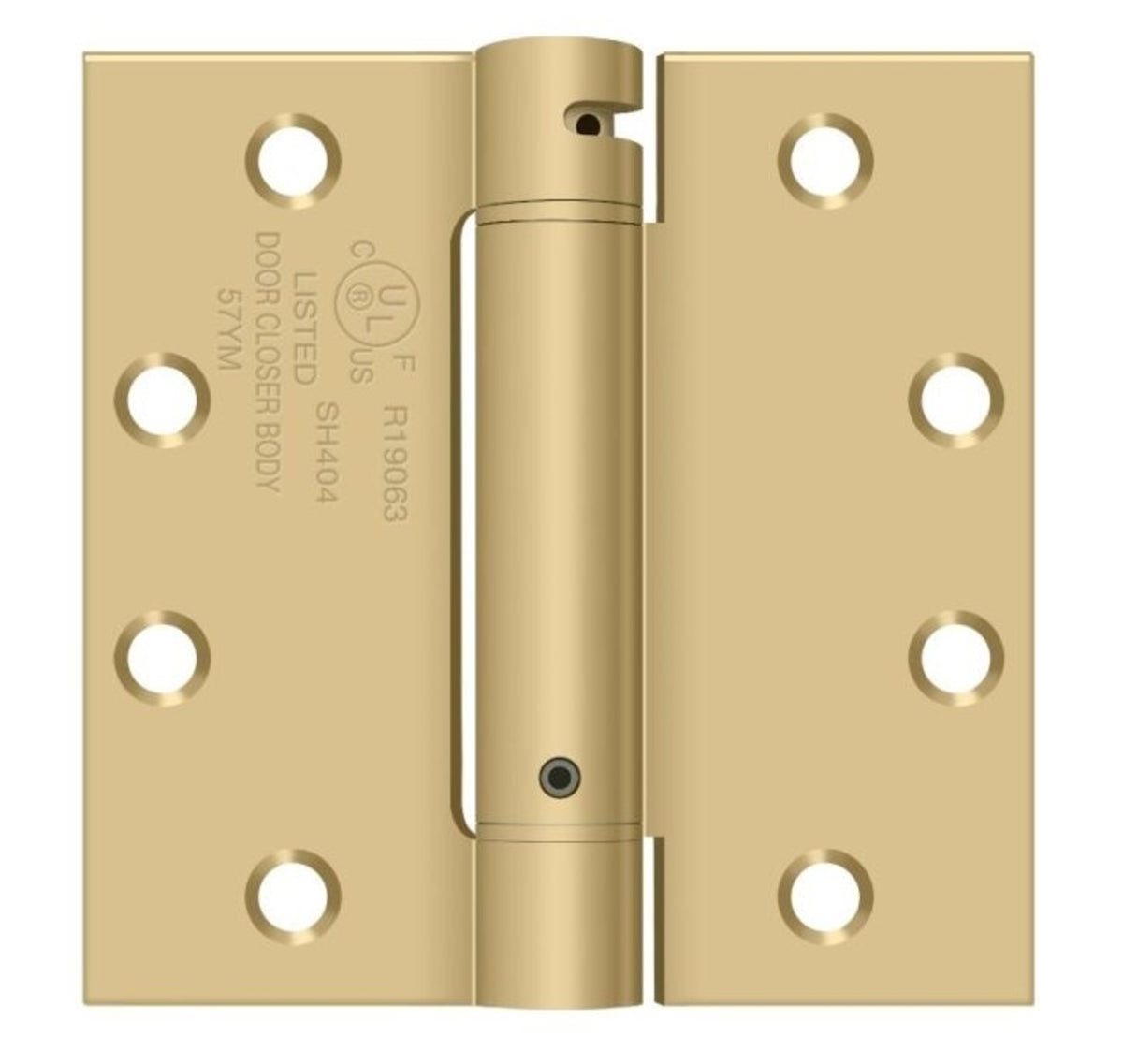 Deltana DSH45U4 Spring Hinge, Satin Brass, 4-1/2" x 4-1/2"
