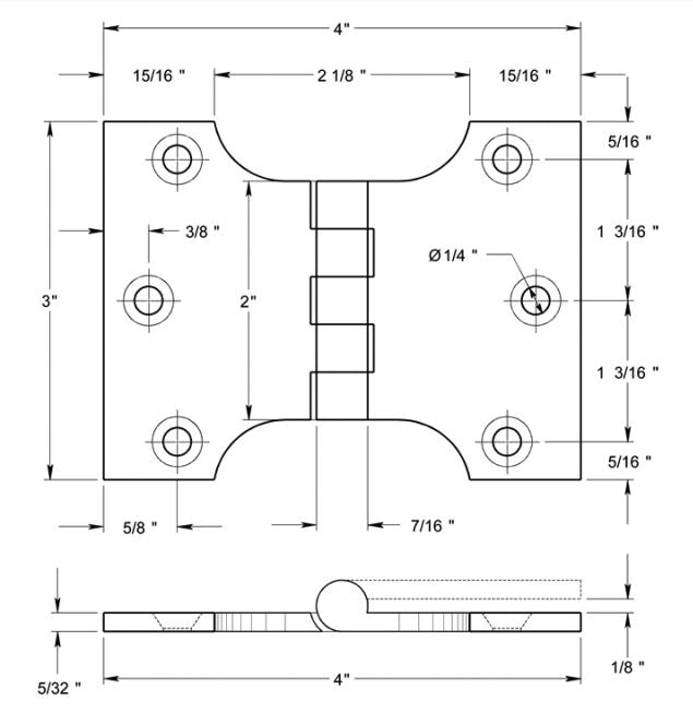 Deltana DSPA3040CR003 Parliament Hinge, Lifetime Brass, 3" x 4"