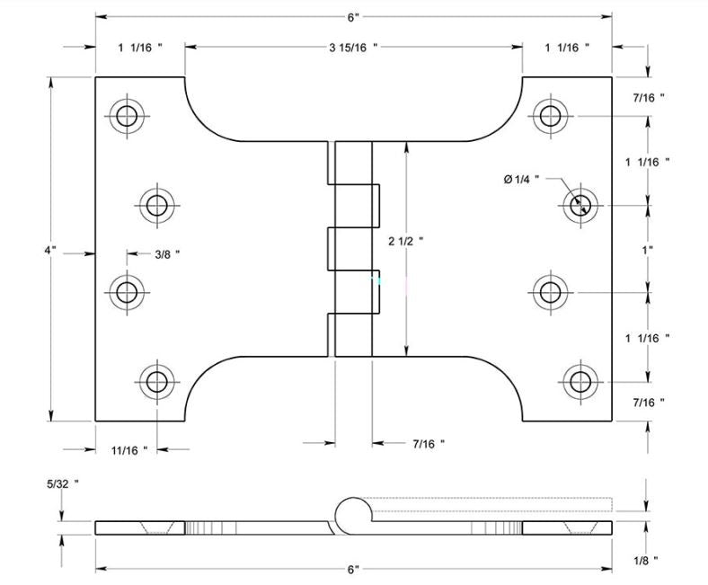 Deltana DSPA4060U15A Parliament Hinge, Antique Nickel, 4" x 6"