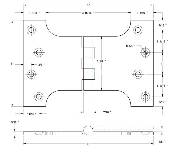 Deltana DSPA4060U5 Parliament Hinge, Antique Brass, 4" x 6"