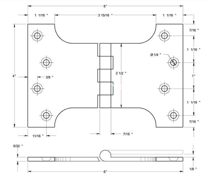 Deltana DSPA4060U3 Parliament Hinge, Bright Brass, 4" x 6"