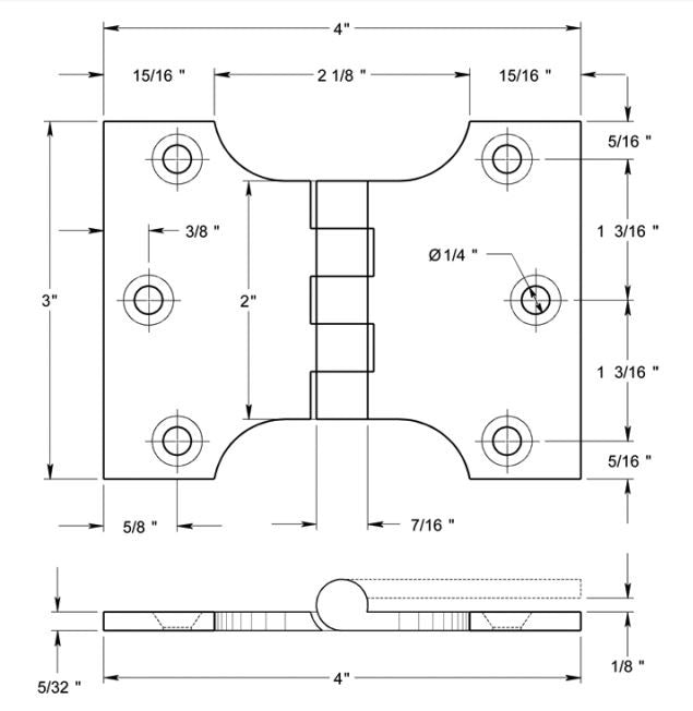 Deltana DSPA3040U3 Parliament Hinge, Bright Brass, 3" x 4"