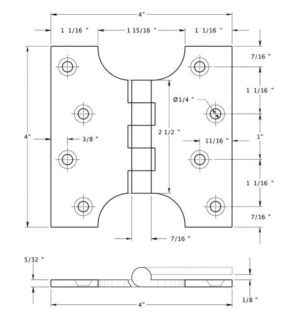 Deltana DSPA4040U15 Parliament Hinge, Satin Nickel, 4" x 4"