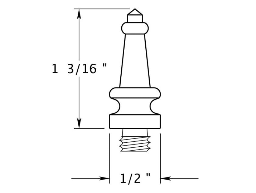 Deltana DSST3-UNL Steeple Design Tip, Unlacquered Bright Brass