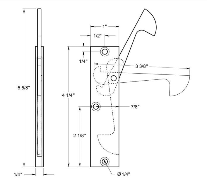Deltana EPT425CR003 Thin Edge Pull, Lifetime Brass, 4-1/4"