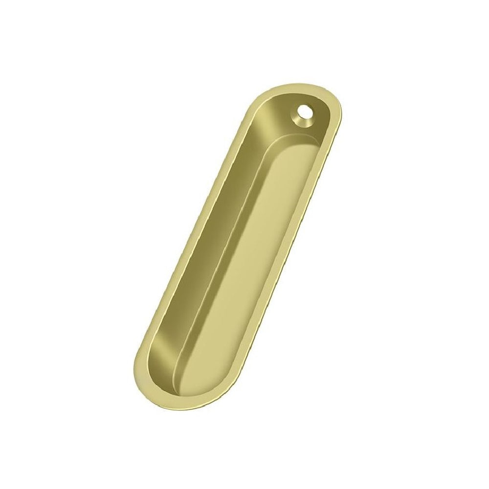 Deltana FP828U3 Pocket & Sliding Door Oblong Flush Pull, Polished Brass