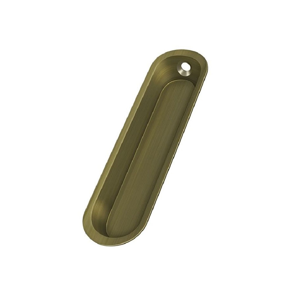 Deltana FP828U5 Pocket & Sliding Door Oblong Flush Pull, Antique Brass