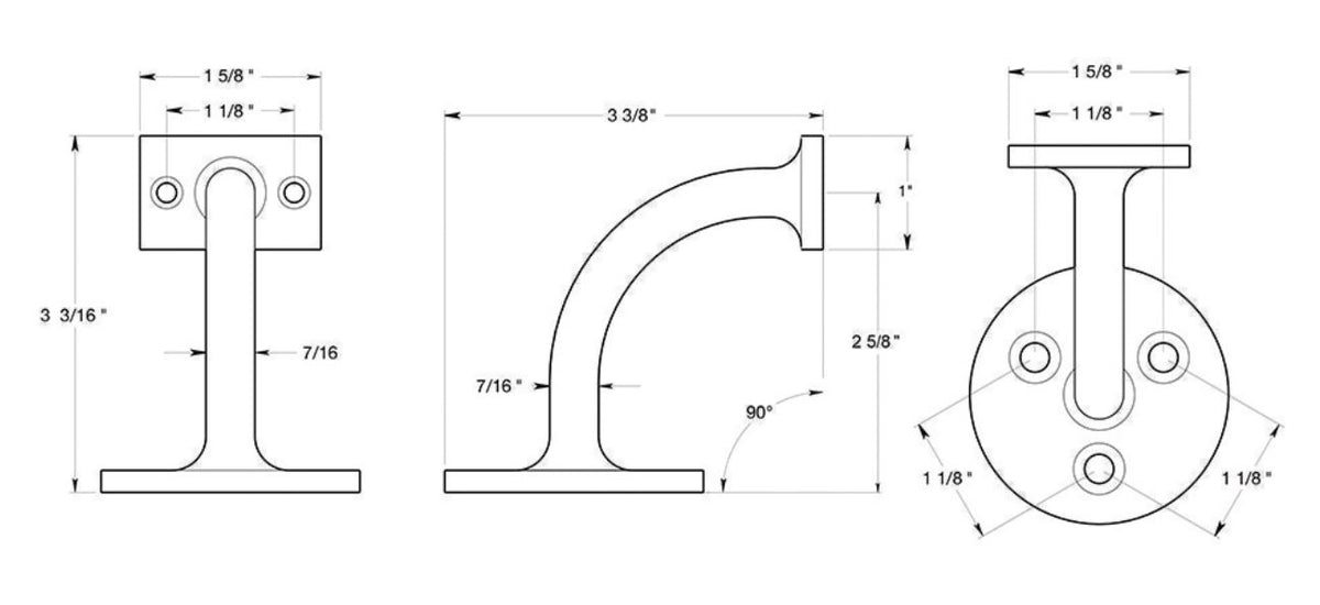 Deltana HRC175CR003 Hand Rail Brackets, Lifetime Brass