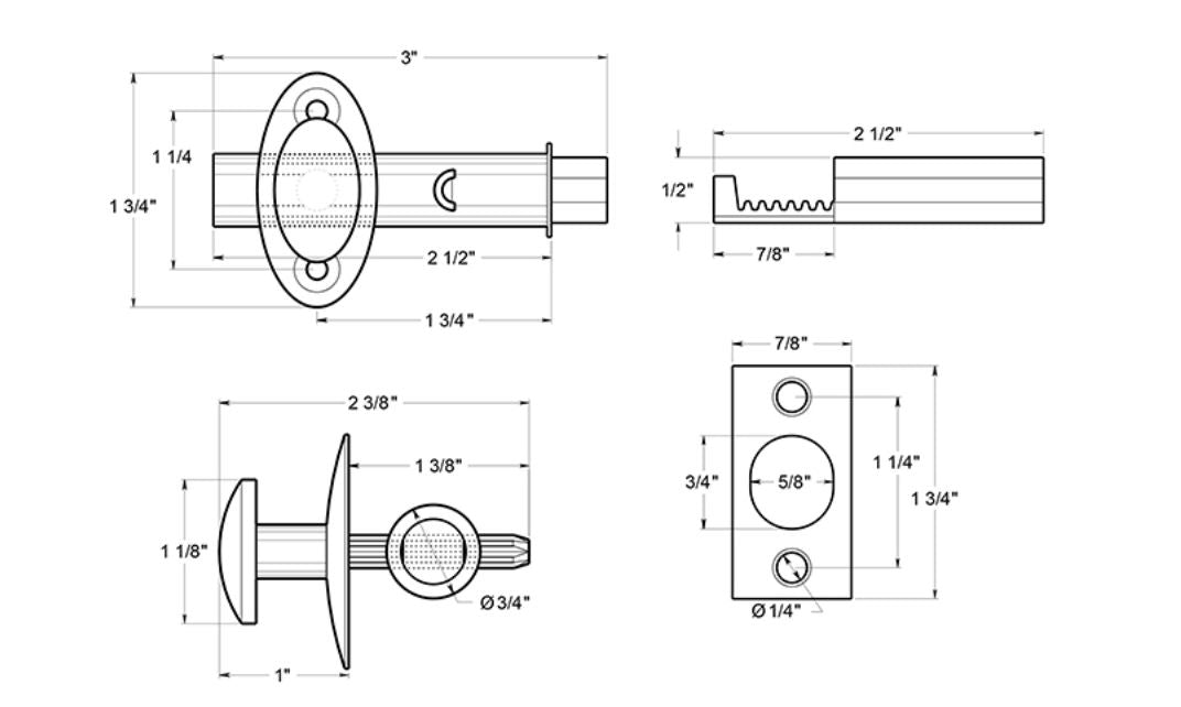 Deltana MB175CR003 Mortise Bolt, Lifetime Brass