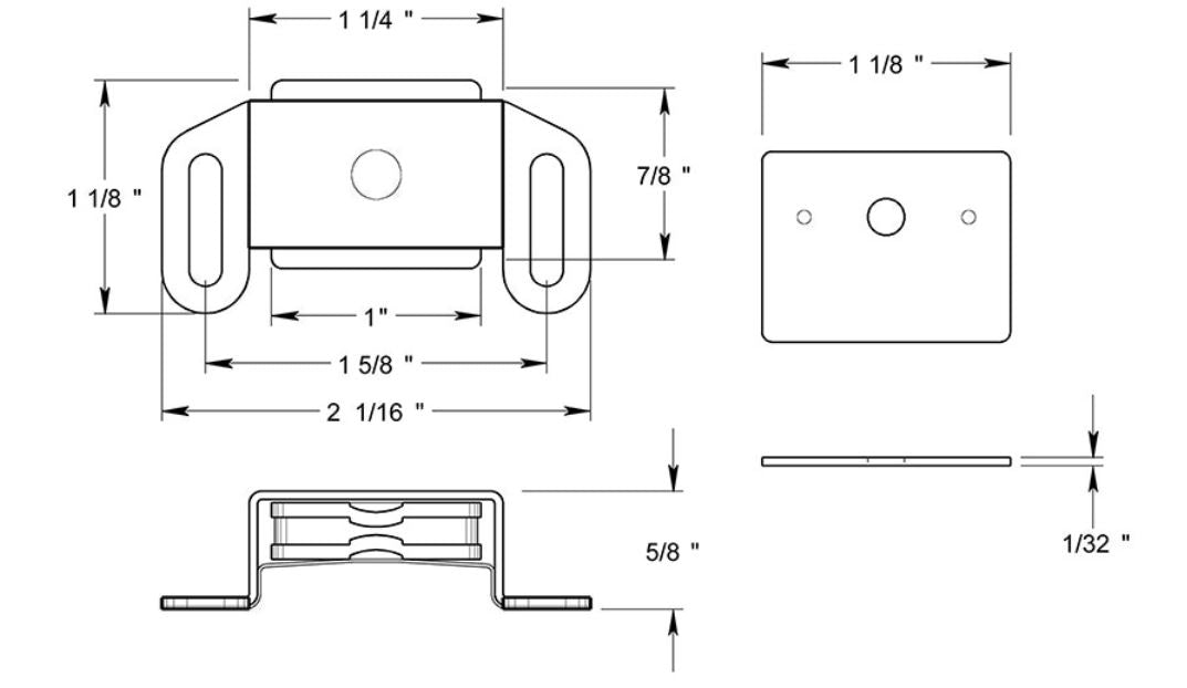 Deltana MC325 Magnetic Catch, Satin Chrome