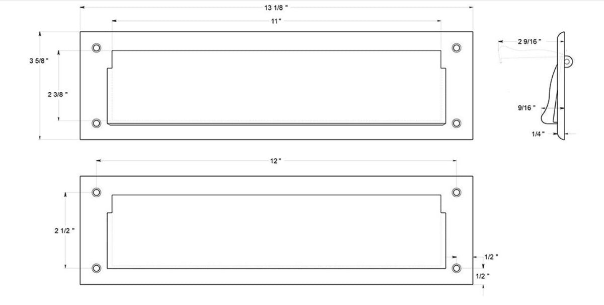 Deltana MS212U26D Mail Slot With Interior Flap, Satin Chrome