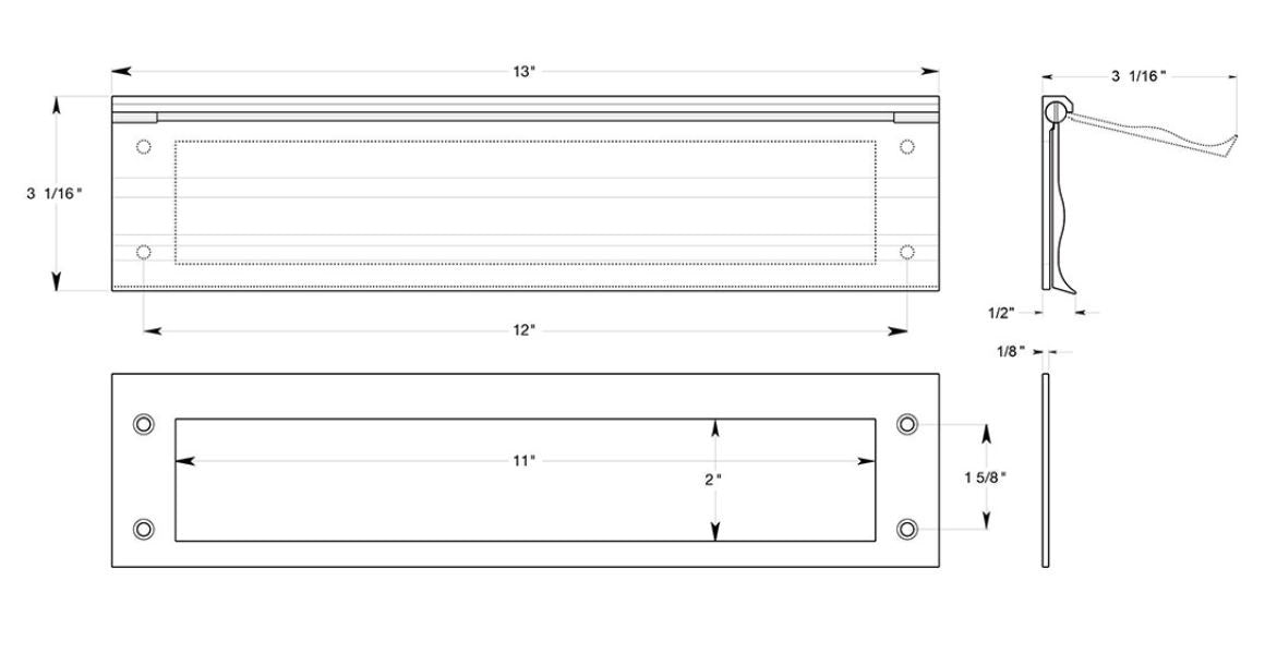 Deltana MS0030U15 Heavy Duty Mail Slot, Satin Nickel