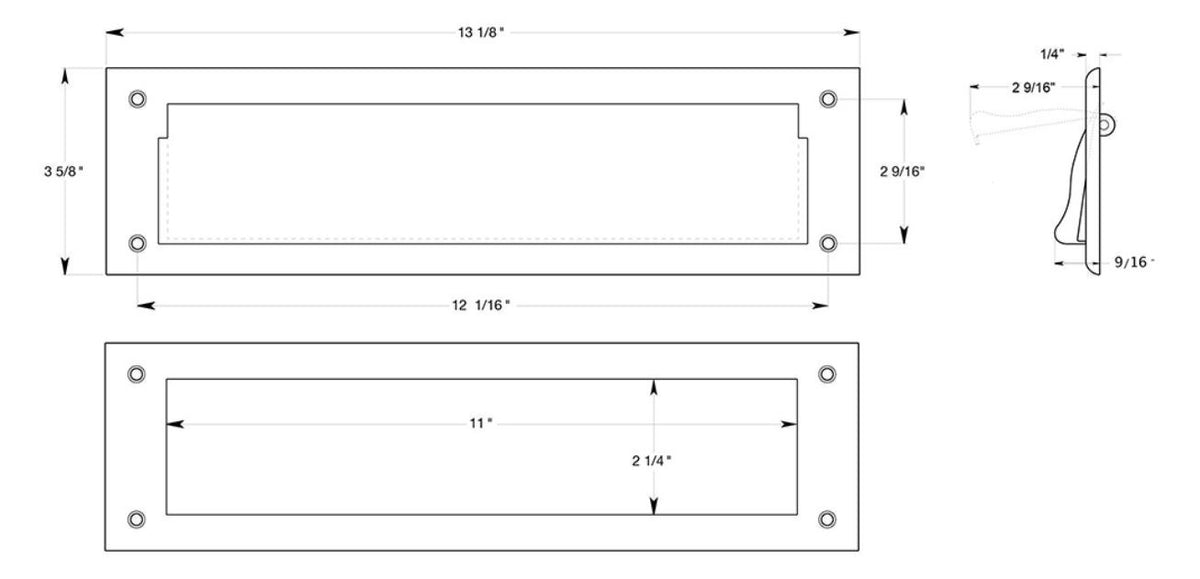 Deltana MS211U5 Mail Slot With Interior Frame, Antique Brass