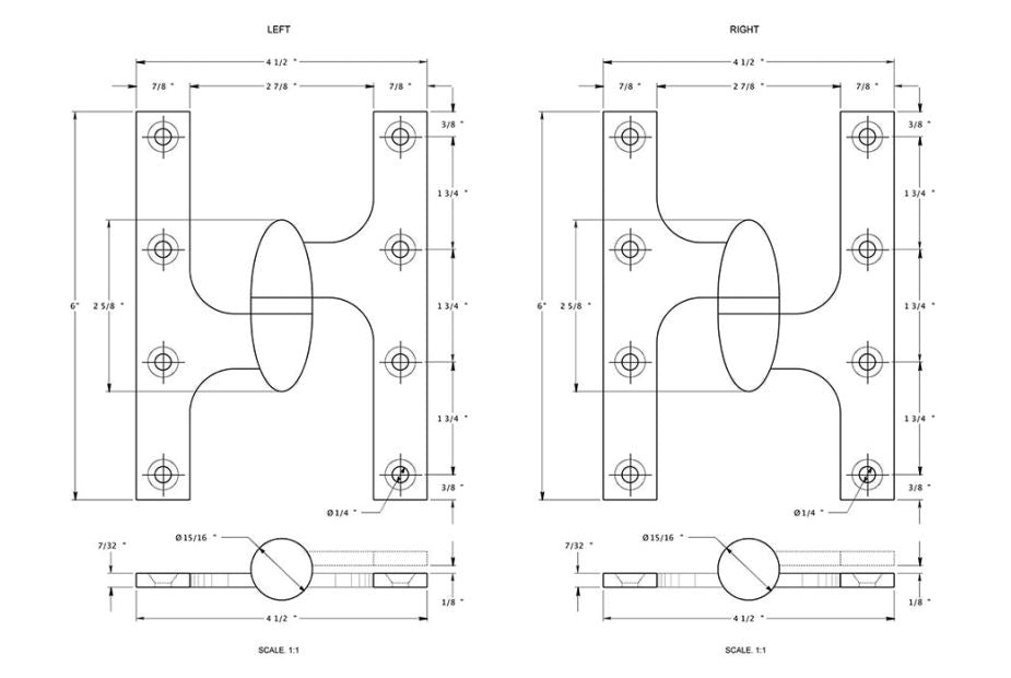 Deltana OK6045B10B-L Door Hinge, Oil Rubbed Bronze, 6" x 4-1/2"