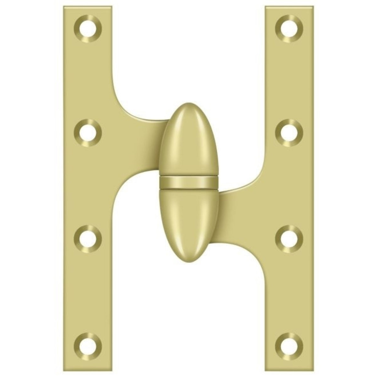 Deltana OK6040B3-R Door Hinge, Bright Brass, 6" x 4"