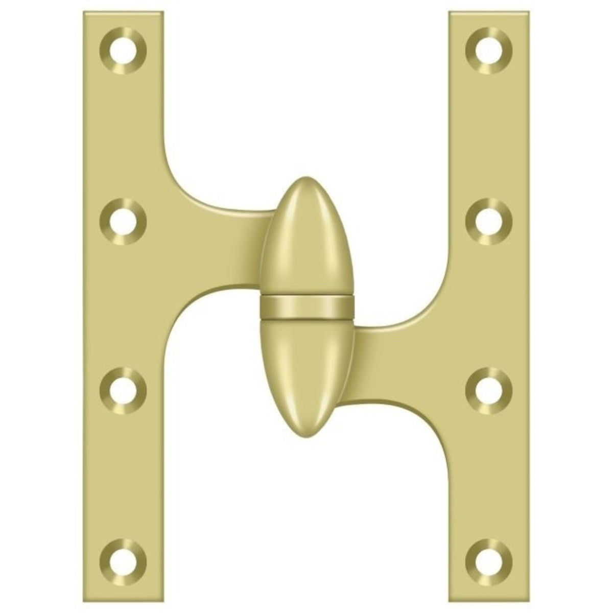 Deltana OK6050B3-R Door Hinge, Bright Brass, 6" x 5"