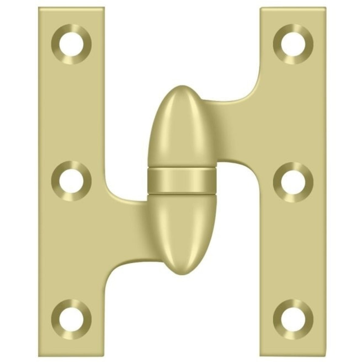 Deltana OK3025B3UNL-L Olive Knuckle Hinge, Unlacquered Bright Brass