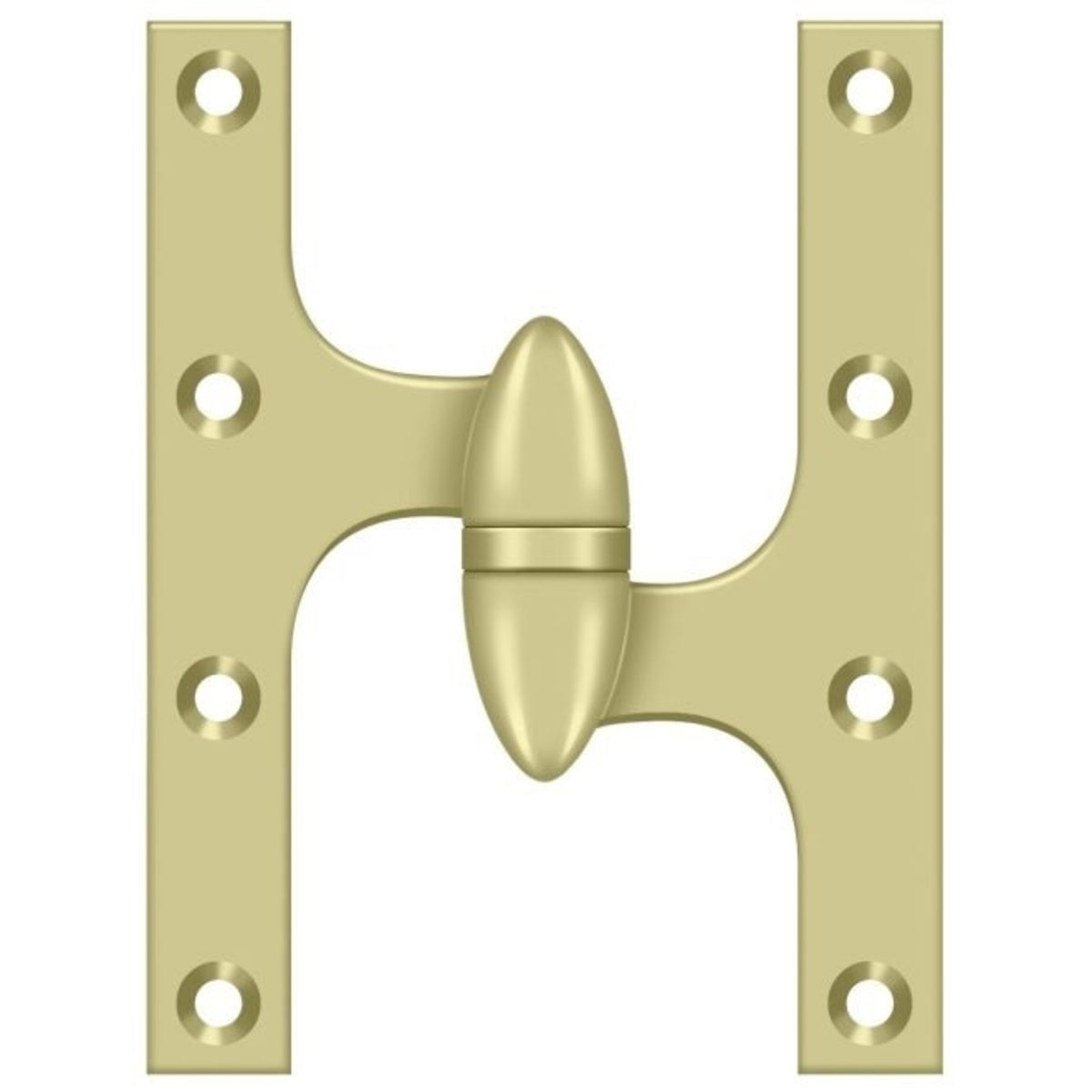 Deltana OK6050B3UNL-R Door Hinge, Unlacquered Bright Brass, 6" x 5"