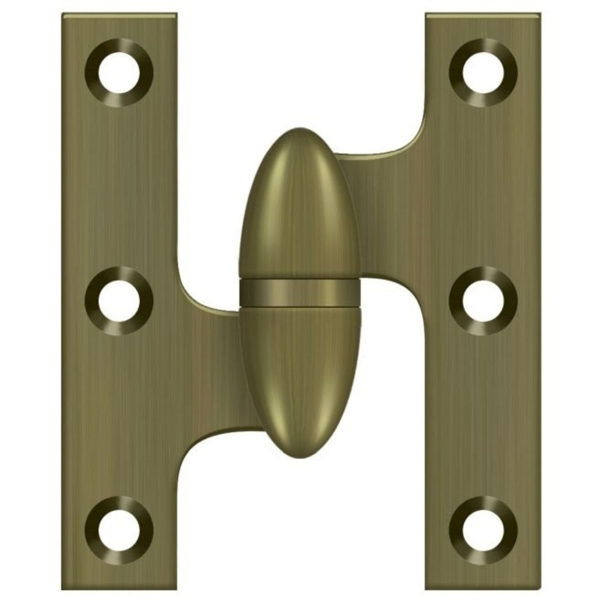 Deltana OK2520U5-L Olive Knuckle Hinge, Antique Brass