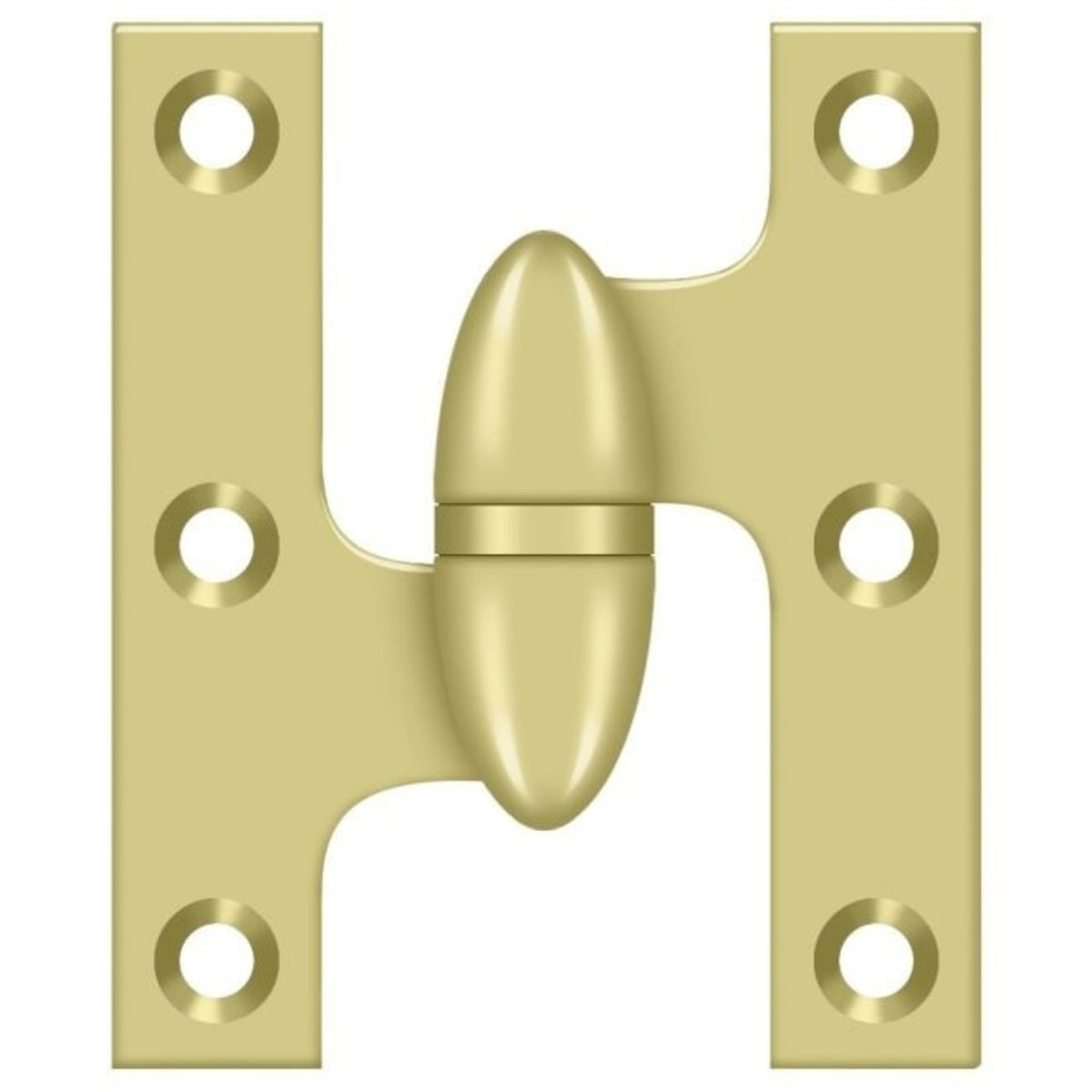 Deltana OK2520U3-L Olive Knuckle Hinge, Bright Brass