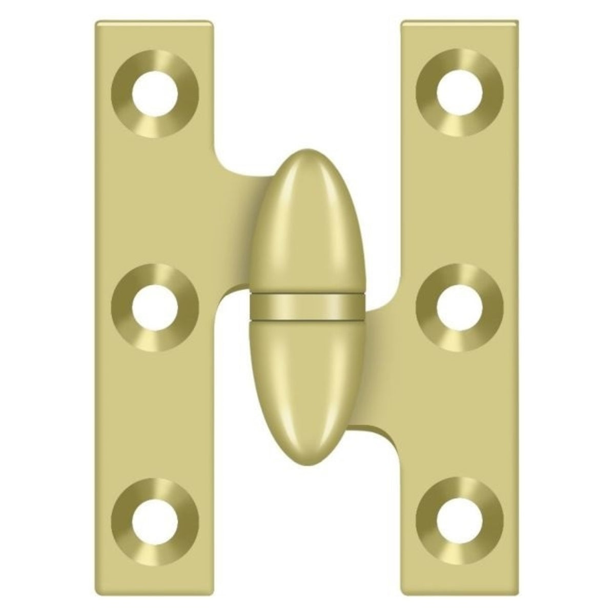 Deltana OK2015U3-R Olive Knuckle Hinge, Bright Brass