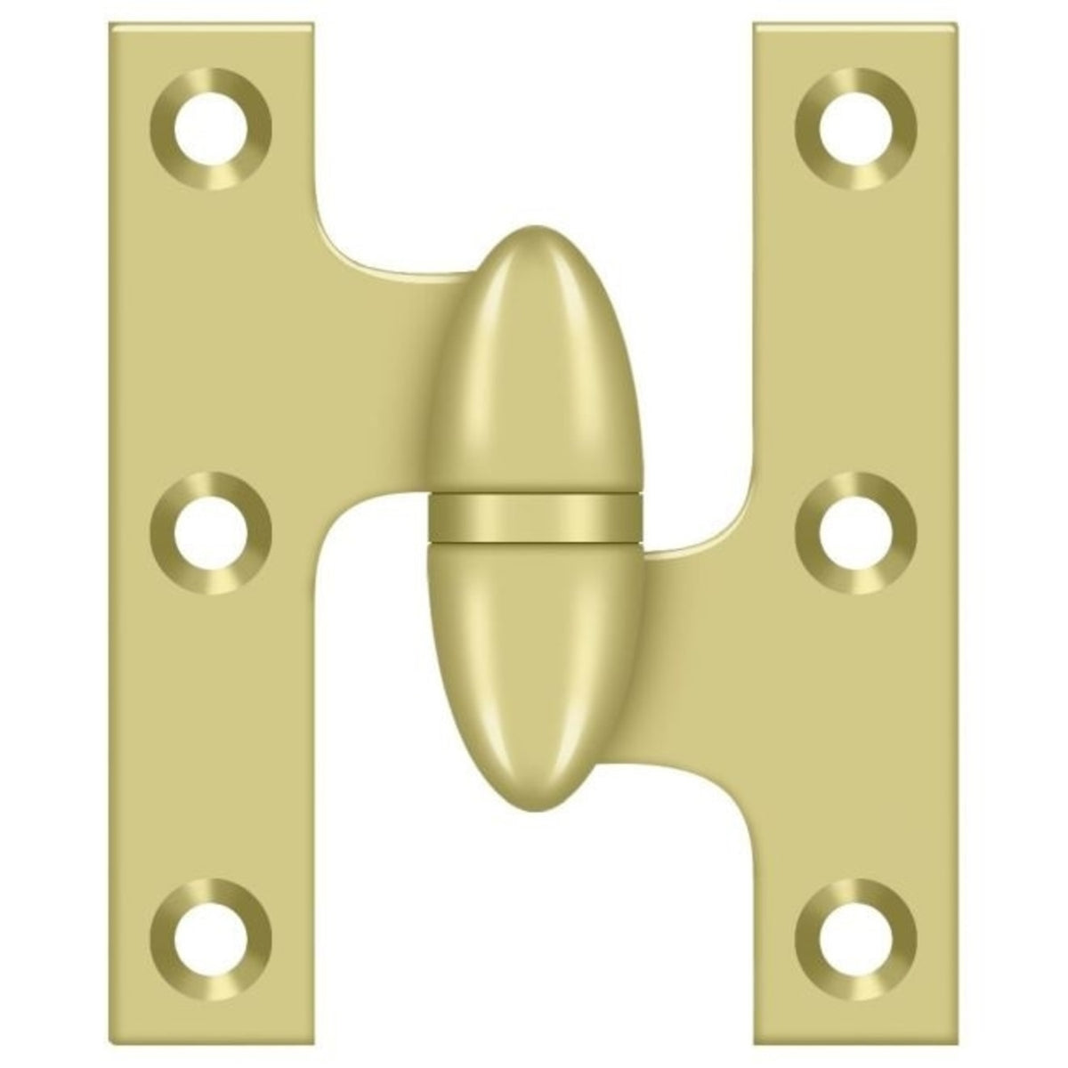 Deltana OK2520U3-R Olive Knuckle Hinge, Bright Brass