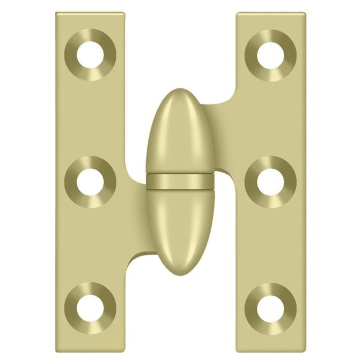 Deltana OK2015U3UNL-L Olive Knuckle Hinge, Unlacquered Bright Brass
