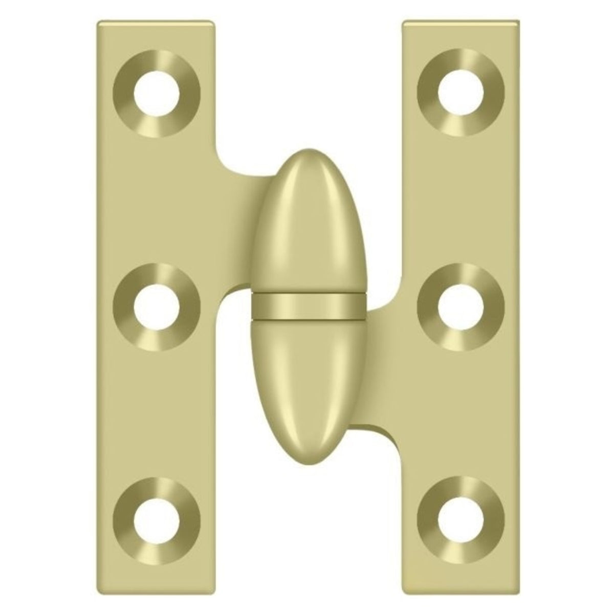 Deltana OK2015U3UNL-R Olive Knuckle Hinge, Unlacquered Bright Brass