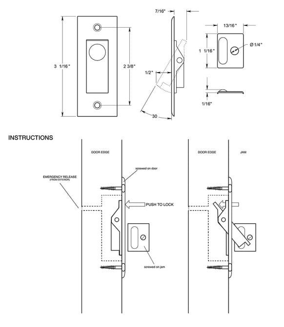 Deltana PDB42U26D Pocket Door Jamb Bolts, Satin Chrome