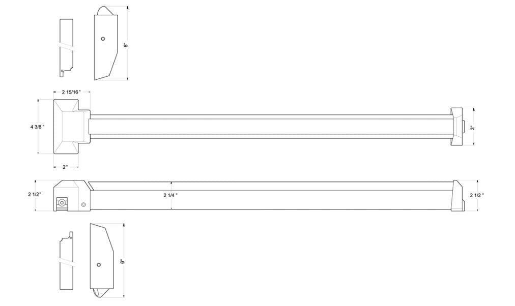 Deltana PDVR36-DURO Vertical Rod Panic Device, Aluminum, 36"