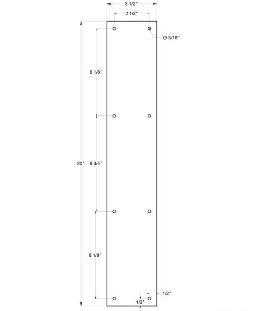 Deltana PP3520CR003 Push Plate, Lifetime Brass