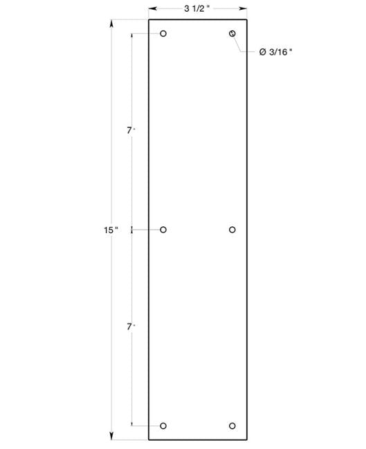 Deltana PP3515CR003 Push Plate, Lifetime Brass