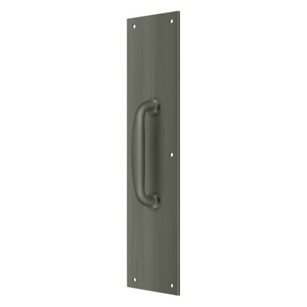 Deltana PPH55U15A Push Plate with Handle, Antique Nickel, 3.5" X 3.5"