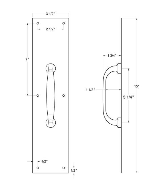 Deltana PPH55U26 Push Plate With Handle, Bright Chrome