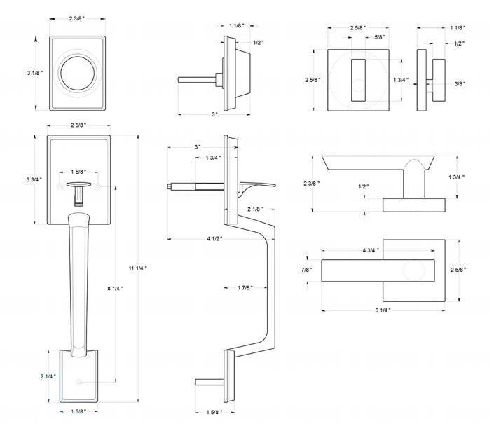 Deltana PRHHDLU15 Highgate Handleset Lever Dummy, Satin Nickel