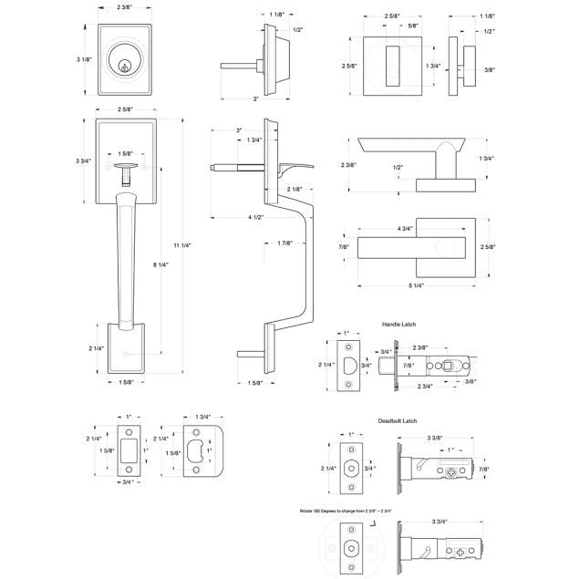 Deltana PRHHLU15 Highgate Handleset Lever Entry, Satin Nickel