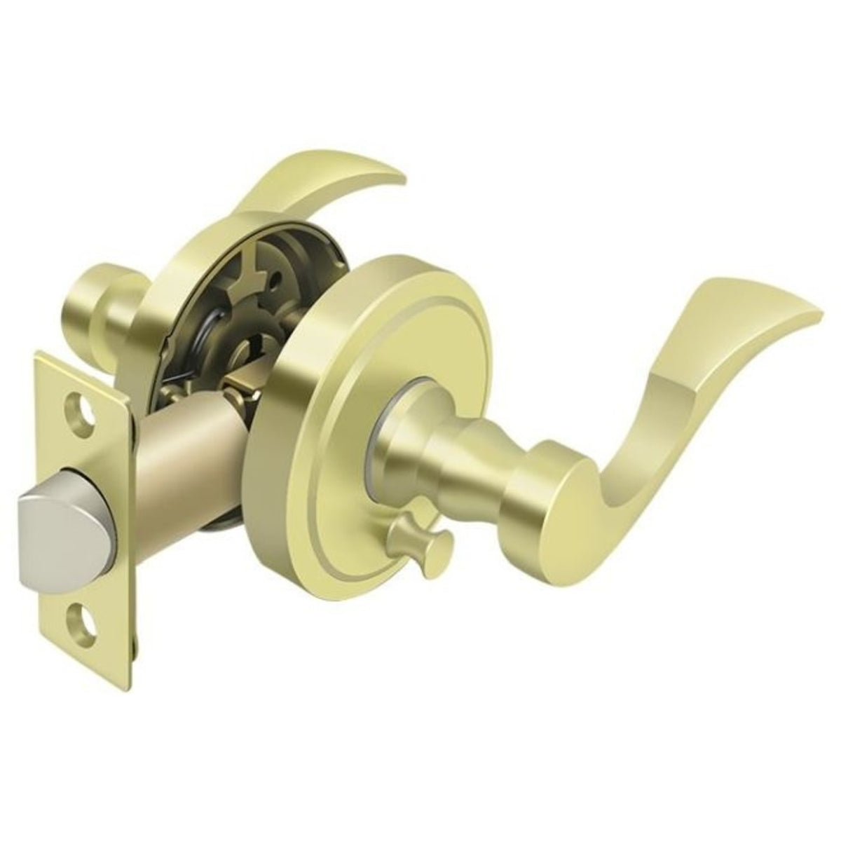 Deltana PRLLR2U3LH Lacovia Left Hand Privacy Lever, Bright Brass