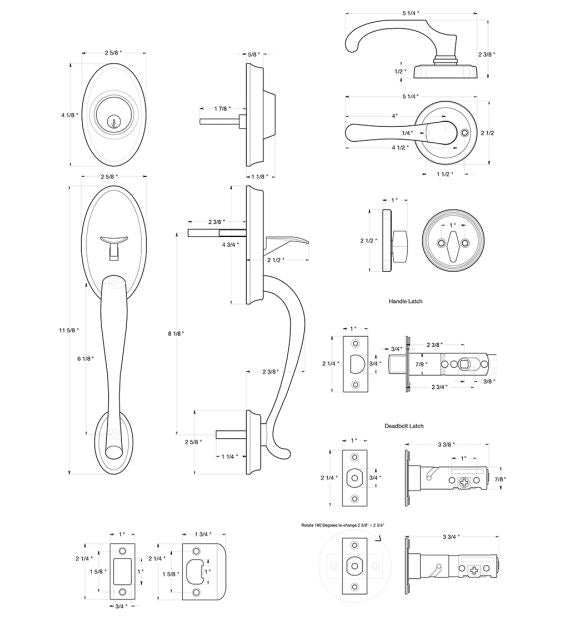 Deltana PRRHCHU15 Riversdale Handleset With Chapelton Lever Entry, Satin Nickel