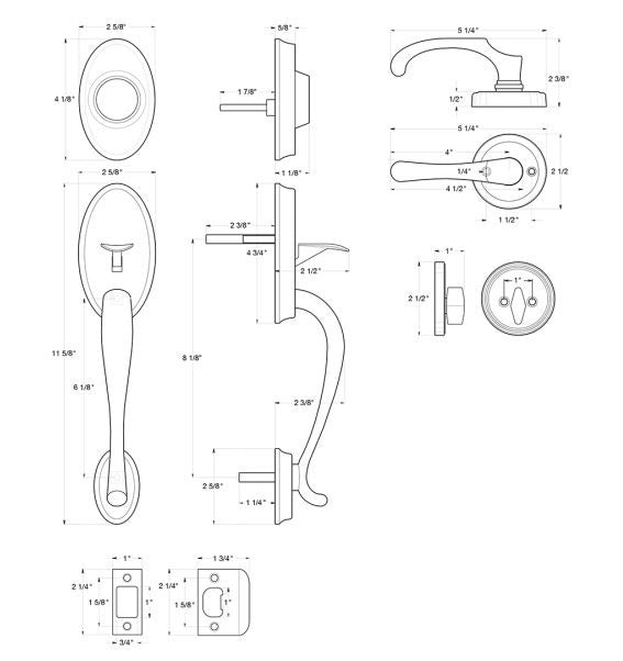 Deltana PRRHDCHU15 Riversdale Handleset With Chapelton Lever Dummy, Satin Nickel