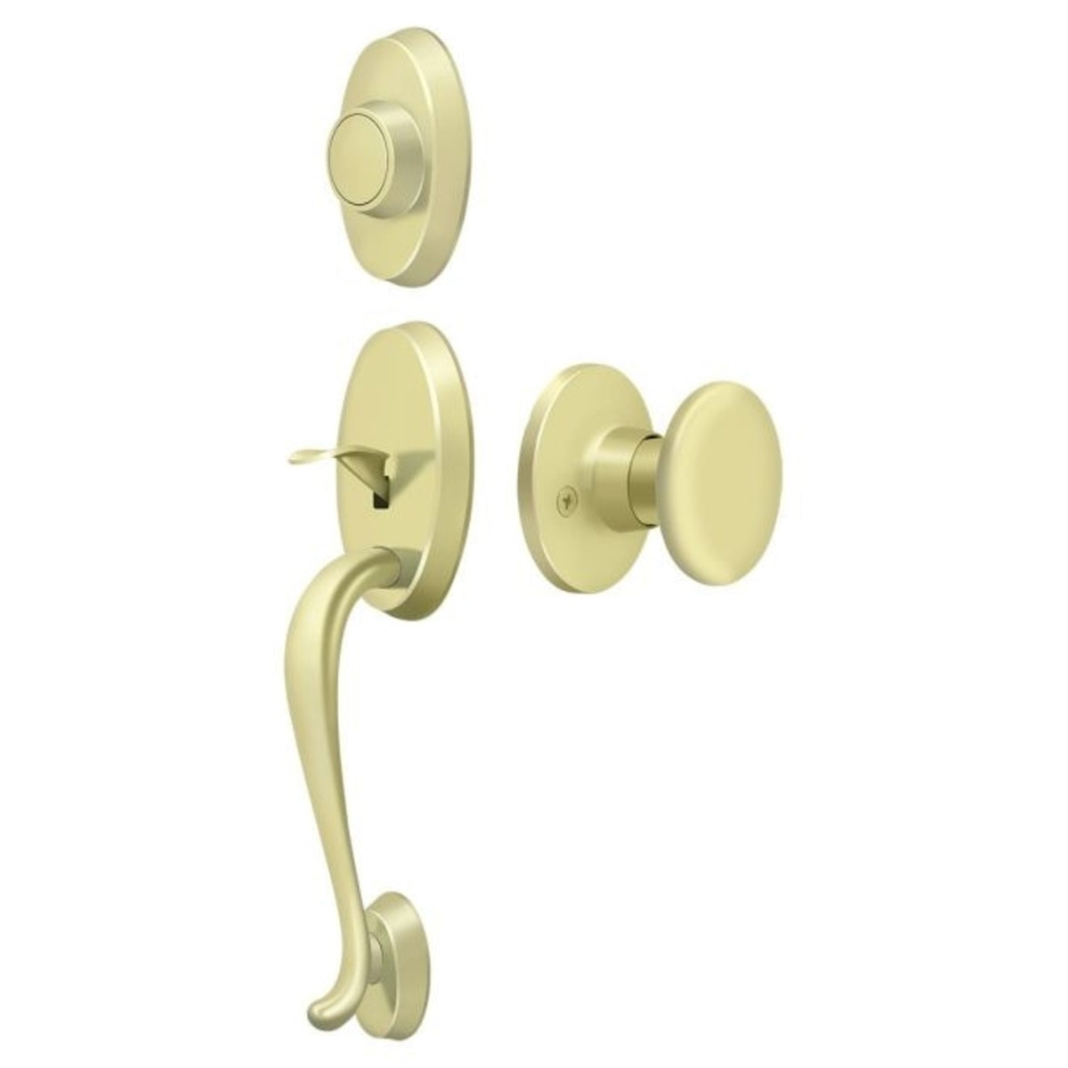 Deltana PRRHDRKU3 Riversdale Handleset With Round Knob Dummy, Bright Brass