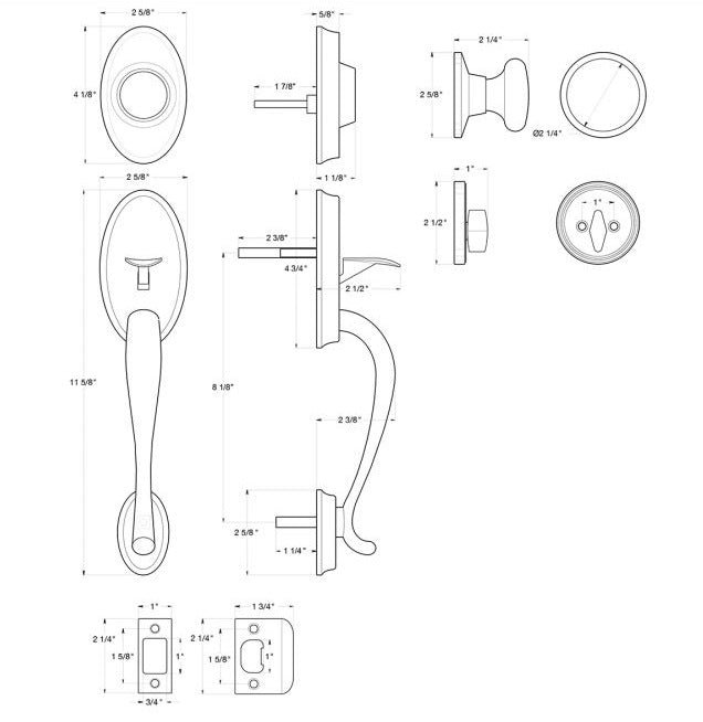 Deltana PRRHDRKU3 Riversdale Handleset With Round Knob Dummy, Bright Brass