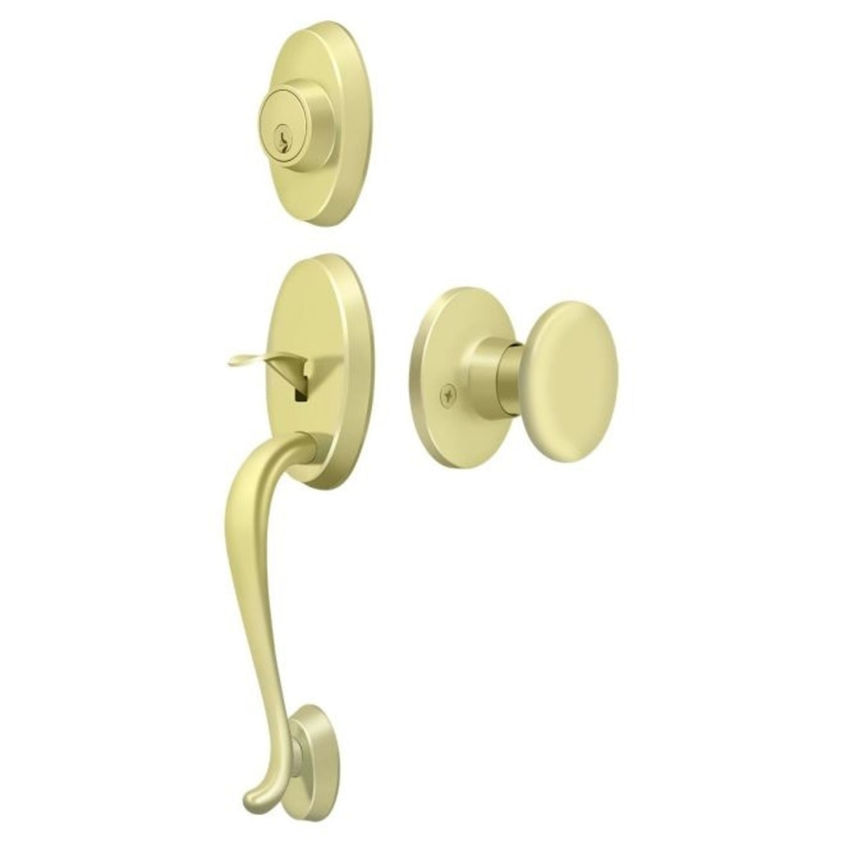 Deltana PRRHRKU3 Riversdale Handleset With Round Knob Entry, Bright Brass